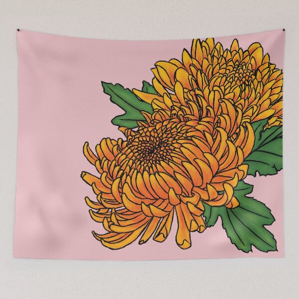 Item preview, Orange and Yellow Chrysanthemum November Birth Flower designed and sold by MeMaKiDesign.
