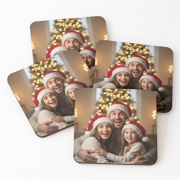 Item preview, Excited family portrait wearing Santa hats during Christmas designed and sold by homydesign.