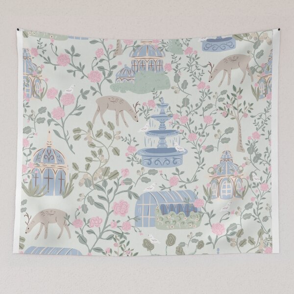 Item preview, Enchanted Garden Tapestry Deer Fountains &Greenhouses designed and sold by aneladesigns.