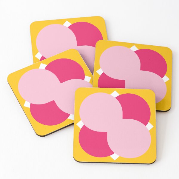 Item preview, Vibrant Abstract Geometric Circles Art - Pink Red Overlap on Sunny Yellow Background designed and sold by Faali950.