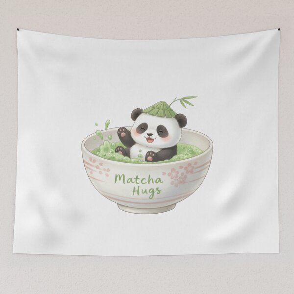 Item preview, Sweet Panda in Green Tea Bowl Illustration designed and sold by DisignByPrince.