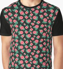 Simple Pixel Rose Pattern Graphic T-Shirt