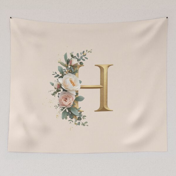 Item preview, Floral Gold Letter H Monogram – Coquette Christian Wall Art, Elegant Blush Rose Initial Print, Faith-Inspired Feminine Gift designed and sold by AmenAlways.