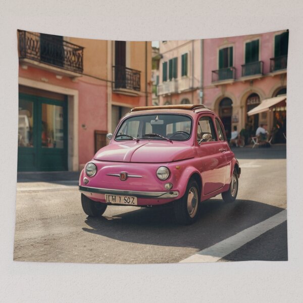 Item preview, Pink Romance, Classic Fiat 500 on the Charming Italian Avenue designed and sold by BlareBlare.