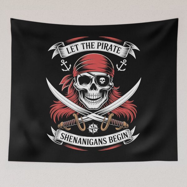Item preview, Let The Pirate Shenanigans Begin Halloween Skull   designed and sold by MaryoKing.