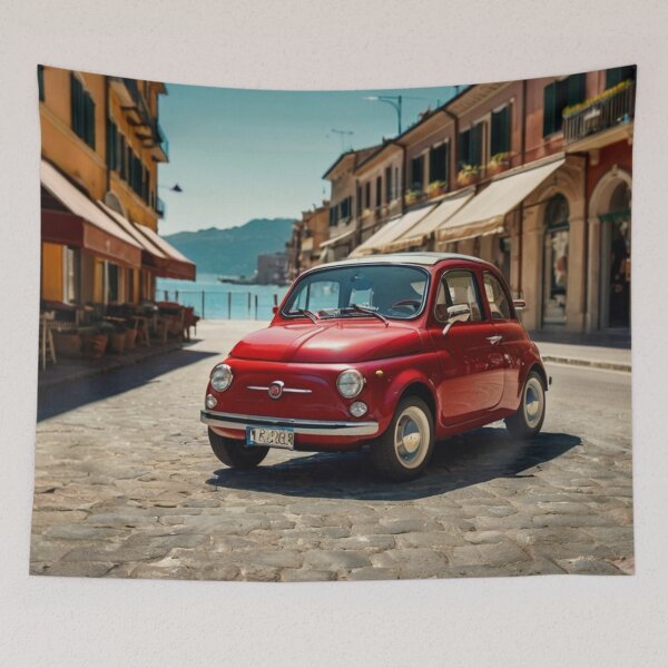 Item preview, Red Passion, Retro Fiat 500 Along the Coastal Italian Road designed and sold by BlareBlare.