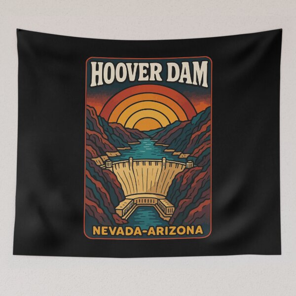 Item preview, Hoover Dam Nevada Arizona Travel Retro Trippy designed and sold by TomFrontierArt.