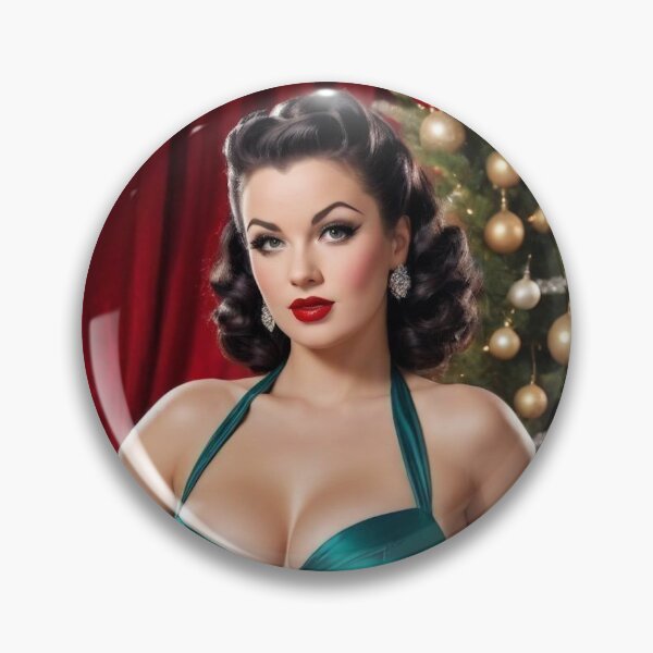 Item preview, Emerald Holiday Pin-Up – 1940s Brunette Christmas Glamour designed and sold by MissSaylor.