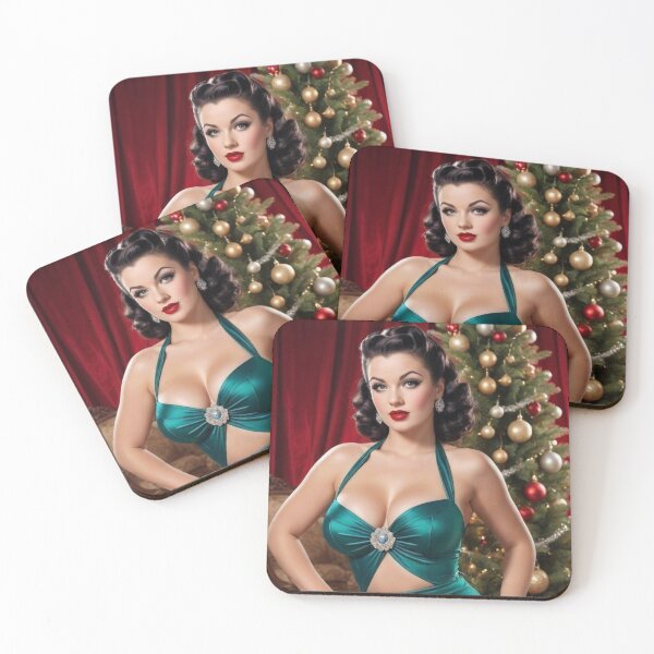 Item preview, Emerald Holiday Pin-Up – 1940s Brunette Christmas Glamour designed and sold by MissSaylor.