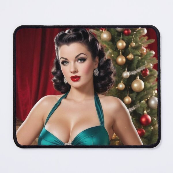 Item preview, Emerald Holiday Pin-Up – 1940s Brunette Christmas Glamour designed and sold by MissSaylor.