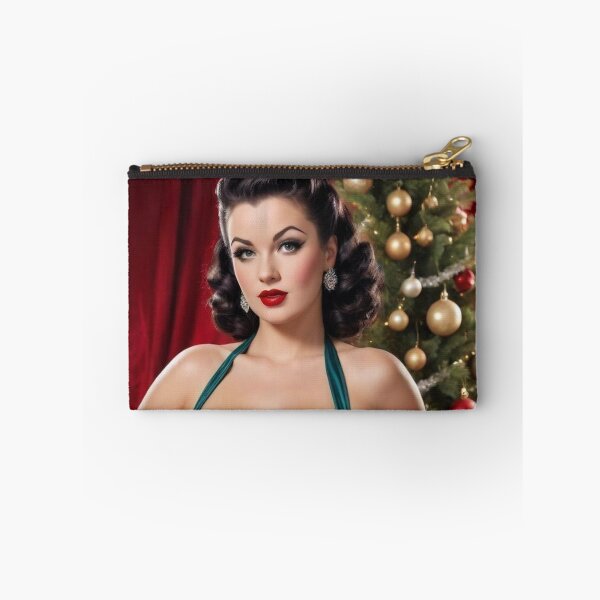 Item preview, Emerald Holiday Pin-Up – 1940s Brunette Christmas Glamour designed and sold by MissSaylor.
