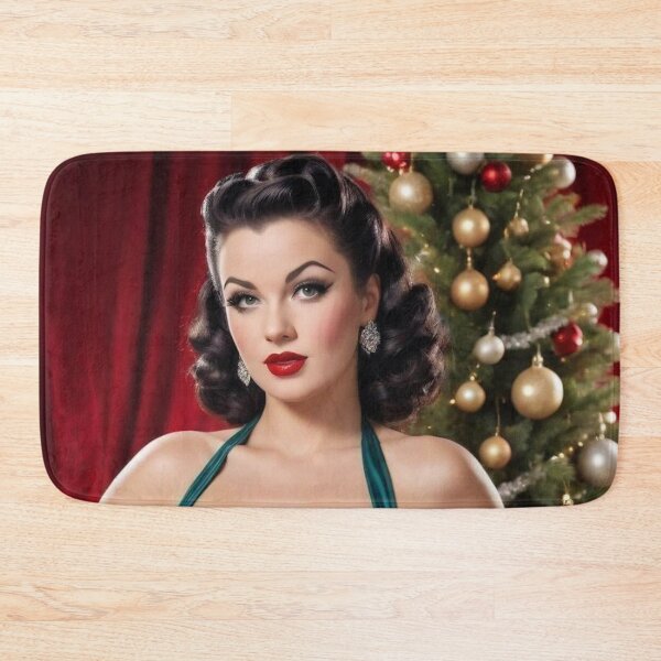 Item preview, Emerald Holiday Pin-Up – 1940s Brunette Christmas Glamour designed and sold by MissSaylor.
