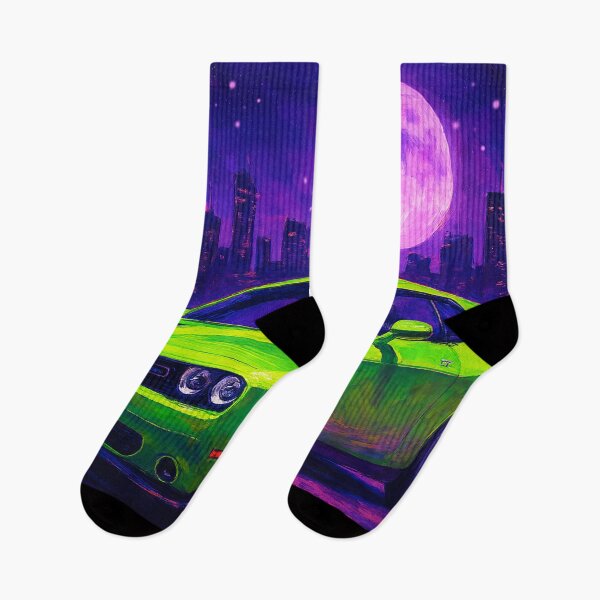 Artikelvorschau, Neongrünes Auto unter violettem Himmel entworfen und verkauft von Joey Santiago.