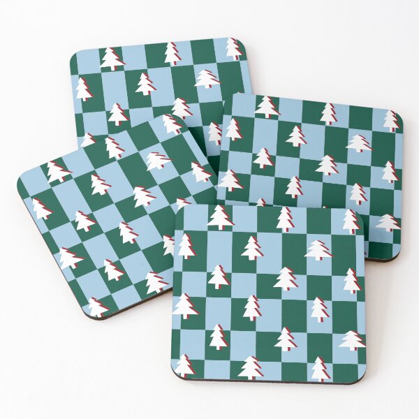 Item preview, Blue and Green Grid Check with Christmas Trees designed and sold by OneThreeSix.