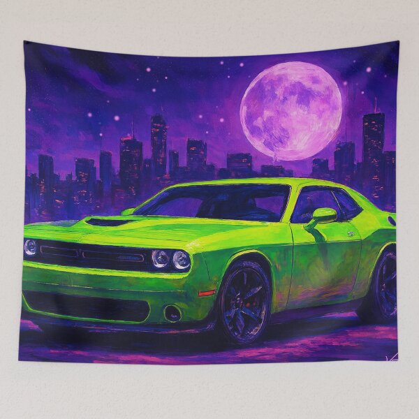 Item preview, Neon Green Car Under Purple Sky designed and sold by Joey Santiago.
