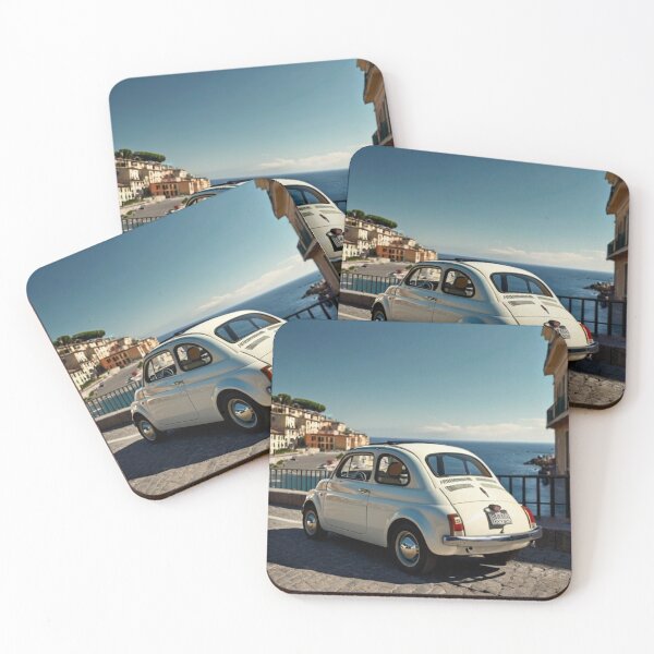 Item preview, White Grace, Vintage Fiat 500 on the Sunlit Italian Boulevard designed and sold by BlareBlare.