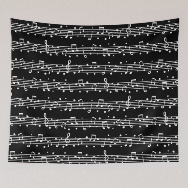 Item preview, Music Notes White on Black designed and sold by infinitetango.