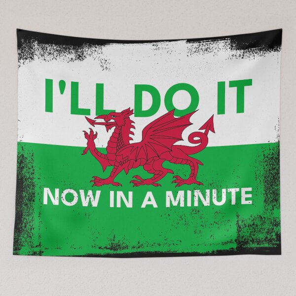 Item preview, Welsh Dragon Flag - Do It Now In A Minute (Vintage Style) designed and sold by Designs by Jesabee.