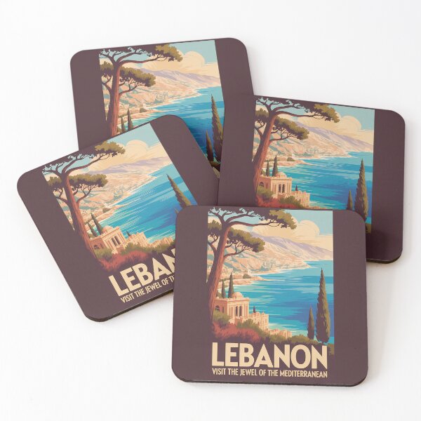 Item preview, Lebanon Landscape Illustration Travel Art Vintage designed and sold by KrisSidDesigns.