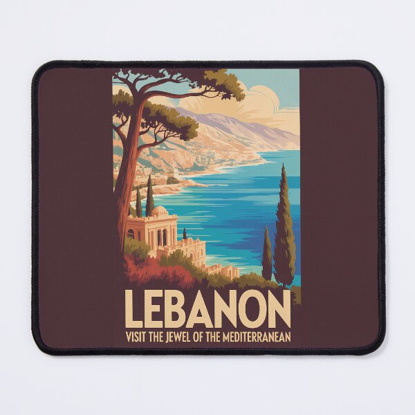 Item preview, Lebanon Landscape Illustration Travel Art Vintage designed and sold by KrisSidDesigns.
