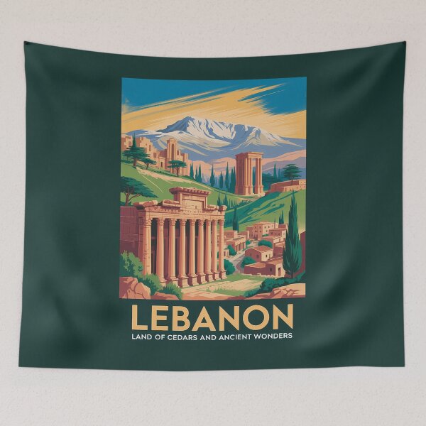 Item preview, Lebanon Ancient Ruins Illustration Travel Art Vintage designed and sold by KrisSidDesigns.