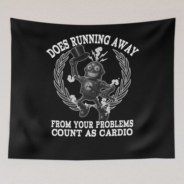 Item preview, Does Running Away Count As Cardio – Funny Robot Cartoon Design designed and sold by A-T-H.