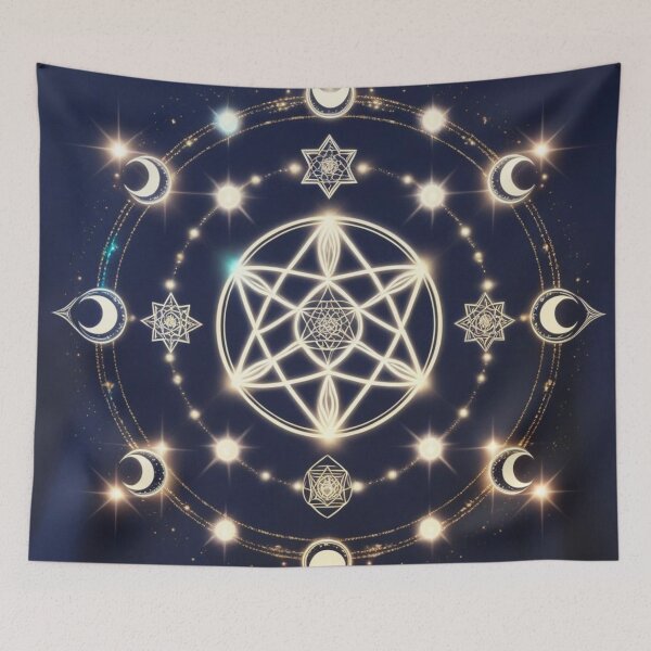 Item preview, Lunar Star-Grid Mandala – The Golden Cycle of Light designed and sold by ArtivaNest.