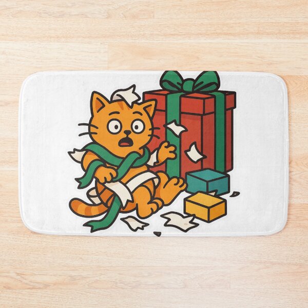 Item preview, Christmas Gift Wrap Cat – Funny Orange Kitty Holiday Chaos designed and sold by MeowLaugh.