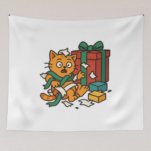 Item preview, Christmas Gift Wrap Cat – Funny Orange Kitty Holiday Chaos designed and sold by MeowLaugh.