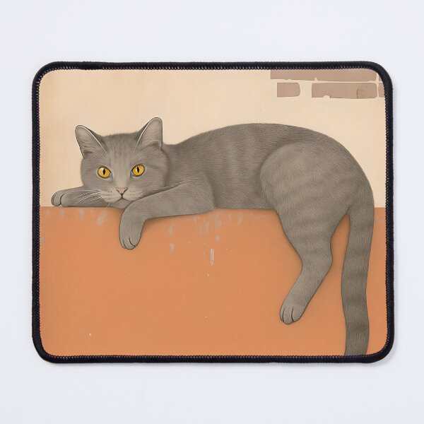Artikelvorschau, Graue Katze an der Wand | Wandbild entworfen und verkauft von Whimsical Cat Designs.