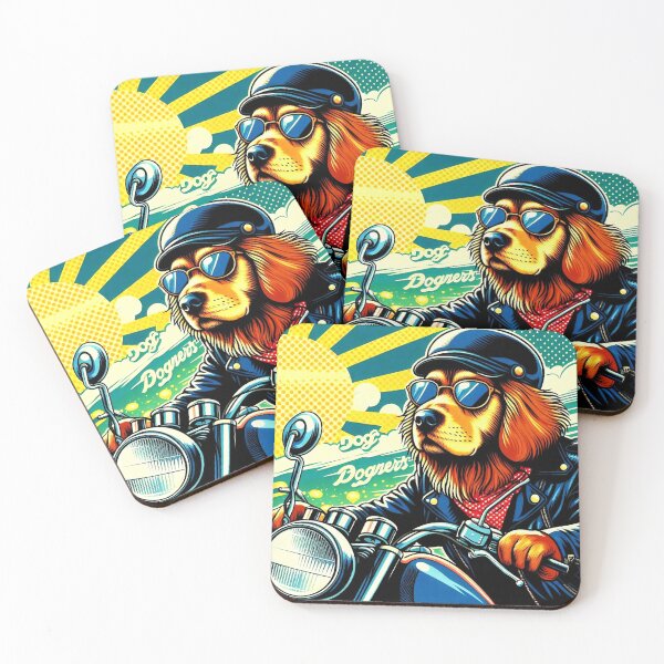 Item preview, "Retro Biker Dog – Cool Motorcycle Ride in Comic Style" designed and sold by Dogandesighn.
