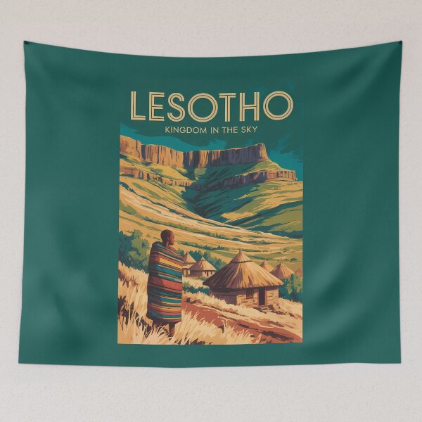 Item preview, Lesotho Drakensberg Illustration Travel Art Vintage designed and sold by KrisSidDesigns.