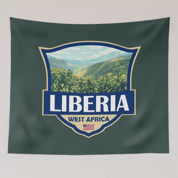 Item preview, Liberia Illustration Retro Badge designed and sold by KrisSidDesigns.