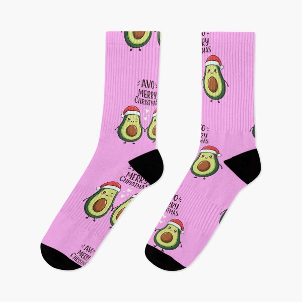 Item preview, Avo Merry Christmas – Cute Avocado Couple Christmas Card with Santa Hats, Hearts, and Pink Background designed and sold by PixelVibe782.