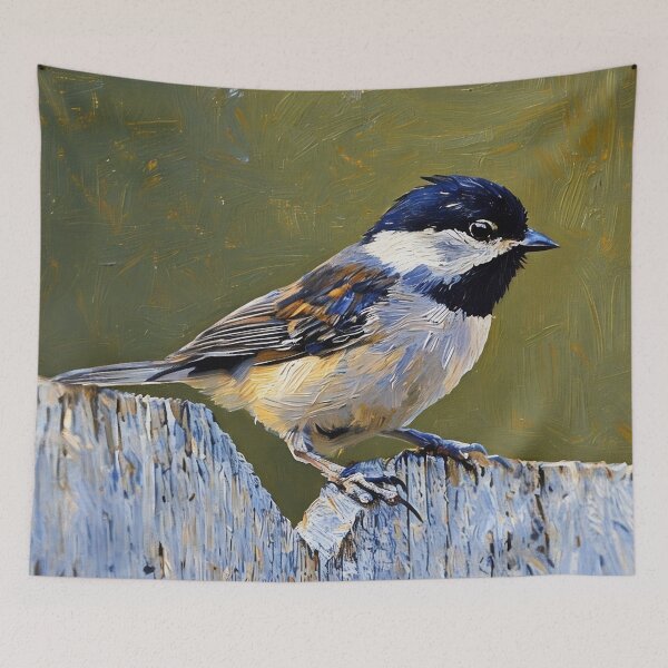 Item preview, Chickadee on Fence designed and sold by tomorrowsart.