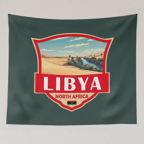 Item preview, Libya Illustration Retro Badge designed and sold by KrisSidDesigns.