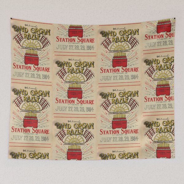 Item preview, Vintage Band Organ Rally Poster | 9th Annual Event 1984 | Station Square Pittsburgh | Bold Typography & Vibrant Colors designed and sold by artofuniverse.