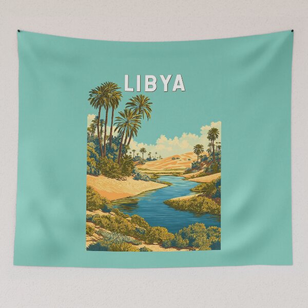 Item preview, Libya Illustration Travel Art Vintage designed and sold by KrisSidDesigns.