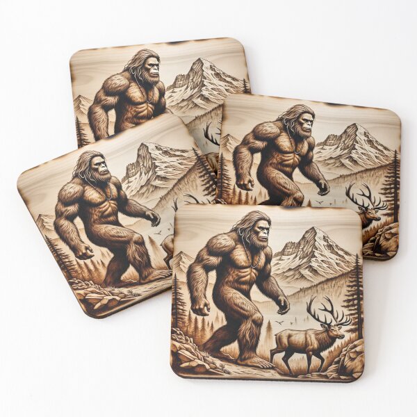 Item preview, Bigfoot and Elk in Mountain Forest designed and sold by SABE Technique.