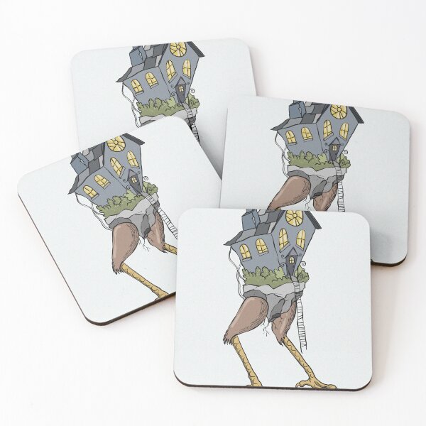 Item preview, Baba Yaga's chicken legged house folklore illustration art designed and sold by Vintage Designs +.