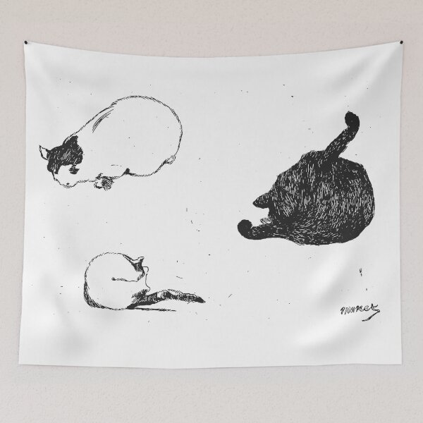 Item preview, Cats Edouard Manet Black and White Sketch designed and sold by pelagio.