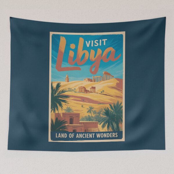 Item preview, Libya Desert Ruins Illustration Travel Art Vintage designed and sold by KrisSidDesigns.