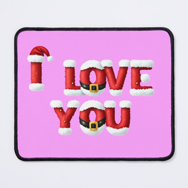 Item preview, I Love You Christmas Design – Festive Holiday Typography with Santa Hat Letters, Gold Details, and Pink Background designed and sold by PixelVibe782.