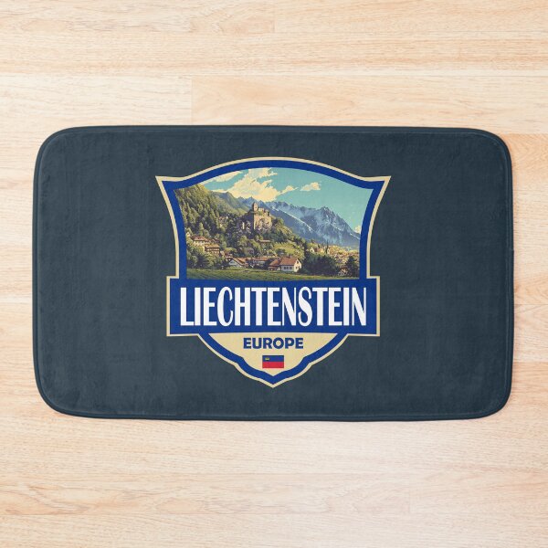 Artikelvorschau, Liechtenstein Illustration Retro Badge entworfen und verkauft von KrisSidDesigns.