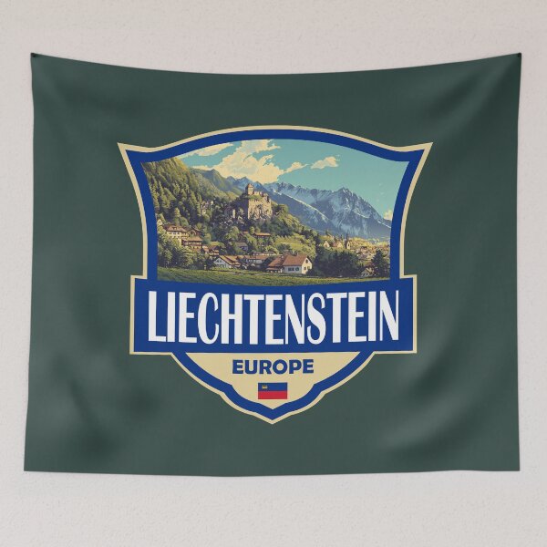 Item preview, Liechtenstein Illustration Retro Badge designed and sold by KrisSidDesigns.