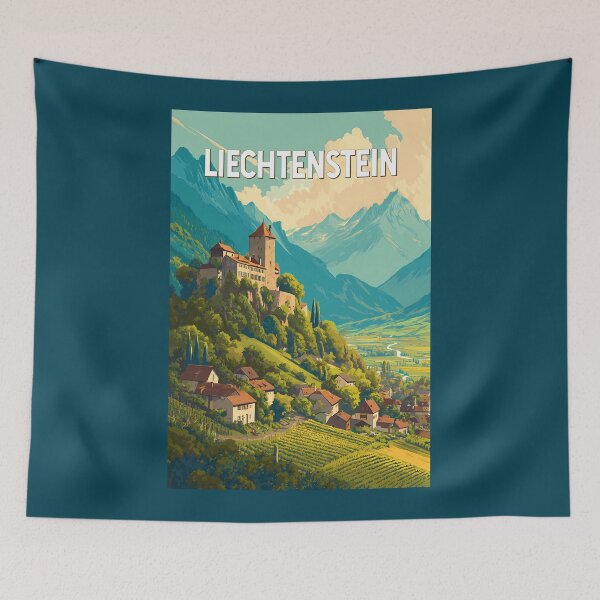 Item preview, Liechtenstein Illustration Travel Art Vintage designed and sold by KrisSidDesigns.