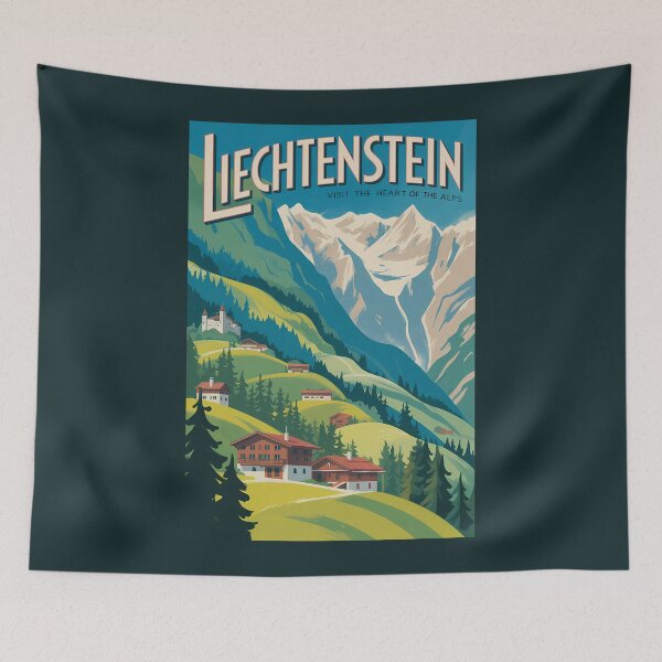 Item preview, Liechtenstein Illustration Travel Art Vintage designed and sold by KrisSidDesigns.