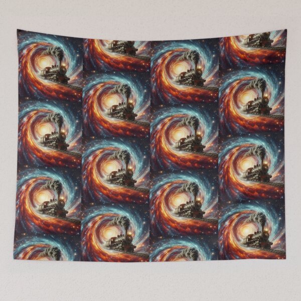 Item preview, "Cosmic Steam Train Through the Vortex" designed and sold by Dogandesighn.