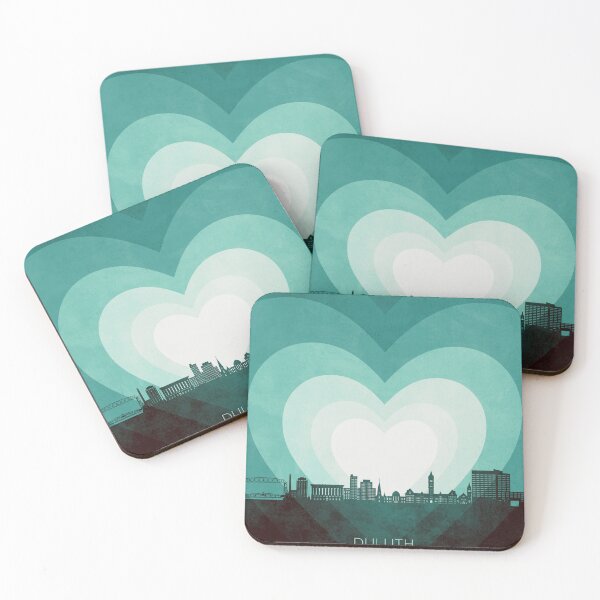 Item preview, Duluth Minnesota Skyline Hearts Teal designed and sold by ArtPrints.