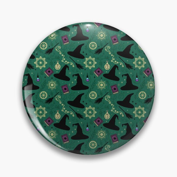 Item preview, Emerald Witch Pattern - Green Witch Hats Spell Books Broomsticks Magic Design designed and sold by Random Candy Studio.